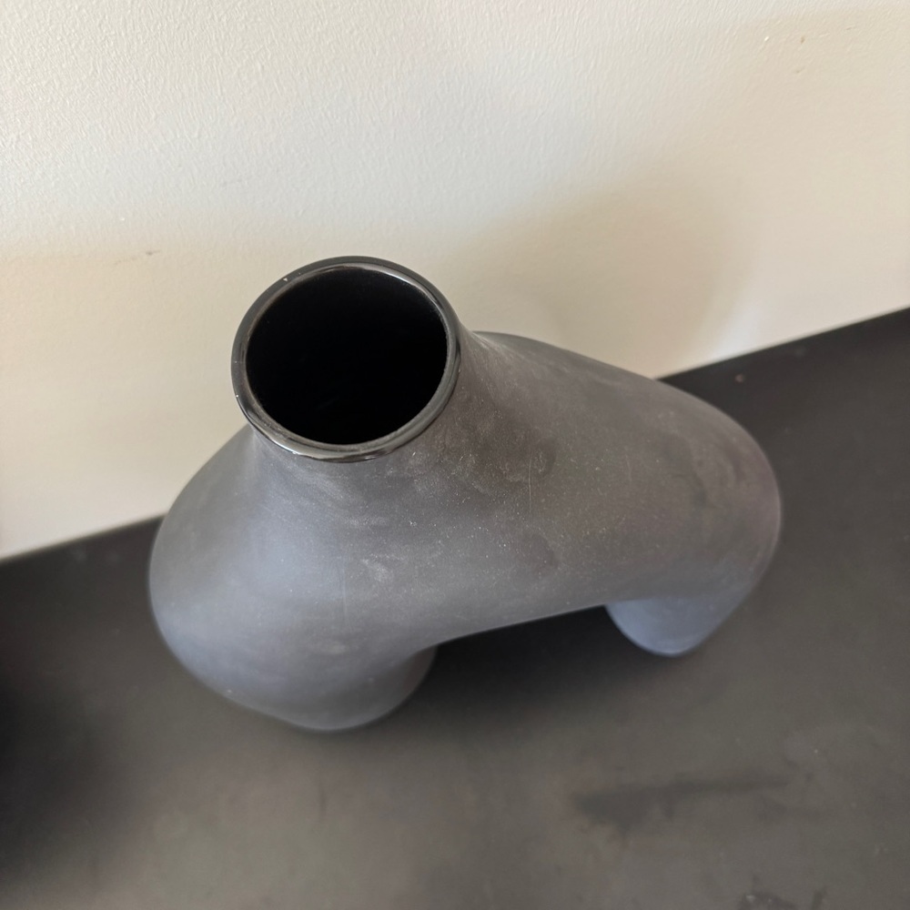 H&M Home large stoneware vase modern shelf decor cb2 irregular art arch rh - Picture 5 of 8